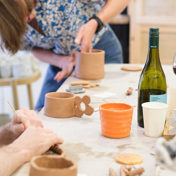 Handmade pottery featured in Clay Sydney’s Wine and Clay class listing